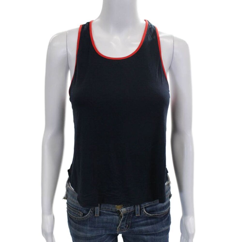 Splits 59 Women Basic Blue Viscose Scoop Neck Sleeveless Tank Size S